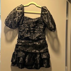 Puff Sleeve Ruffled Mini Dress